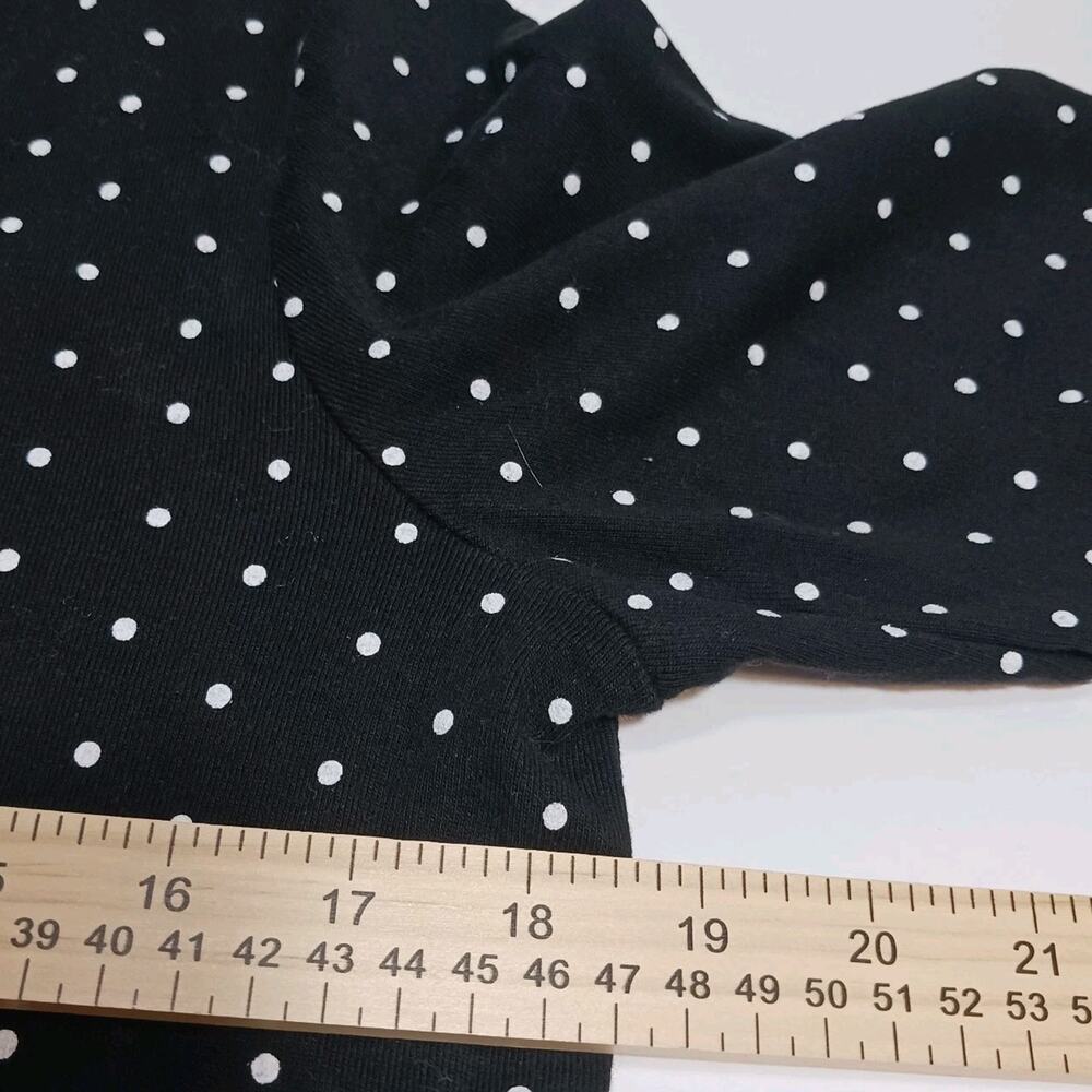 Onque Top Women's Medium 3/4 Sleeve Black with White Polka Dot Cotton EUC - Picture 6 of 9